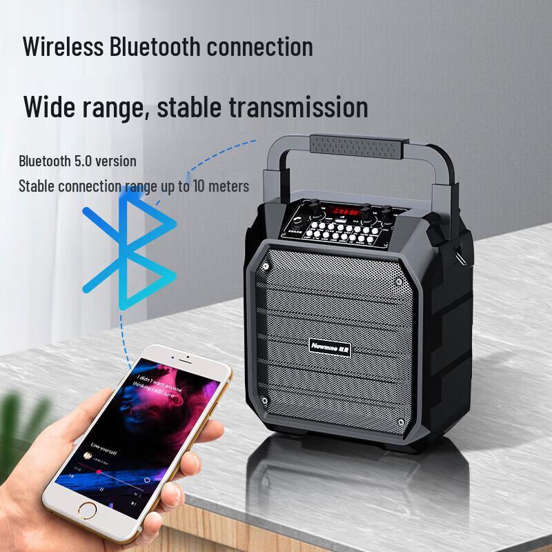 Newsmy K98 Portable Bluetooth Trolley Speaker with Wireless Microphones CN plug (adapter included)