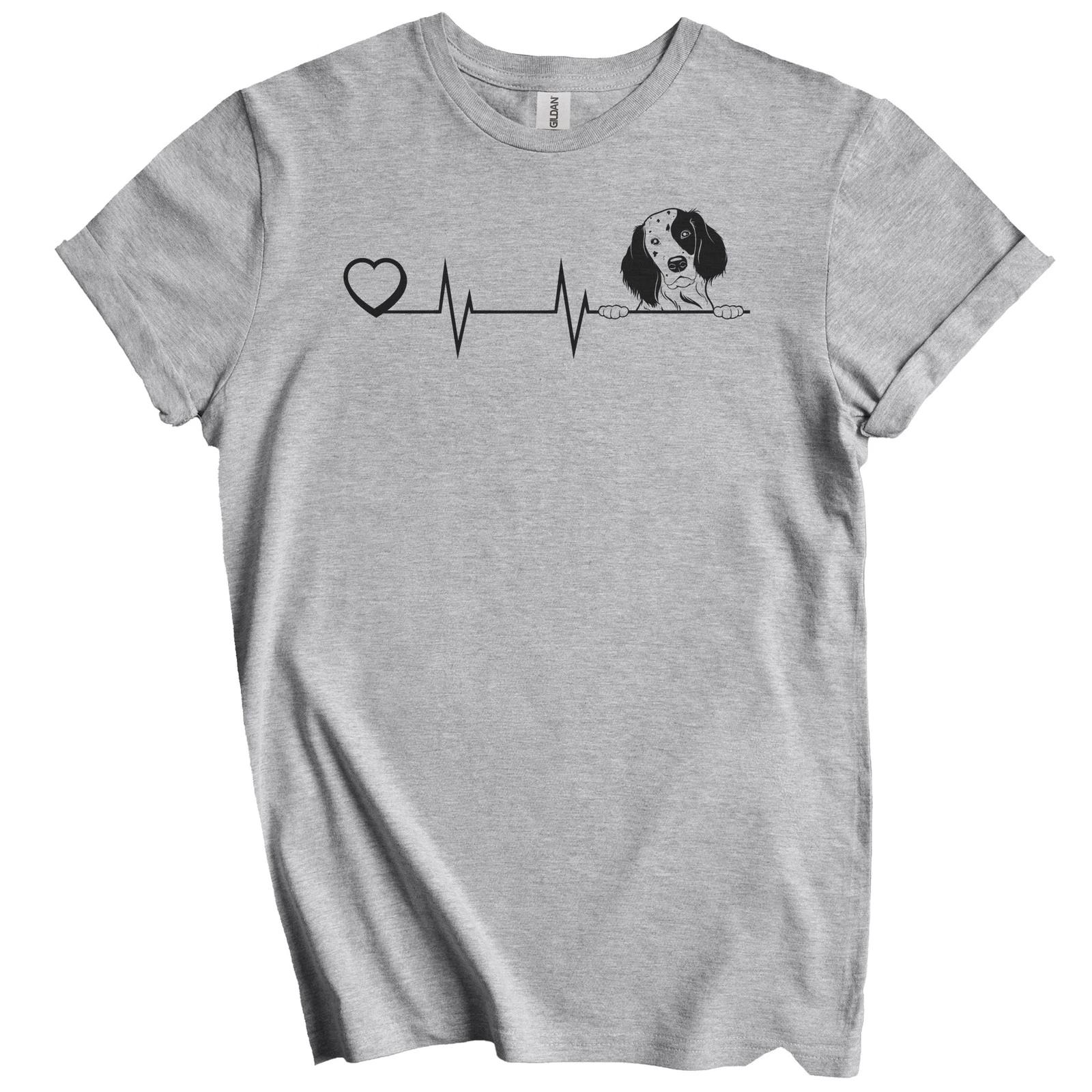 Heart Heartbeat Line Chart English Setter Dog Breed T-Shirt S