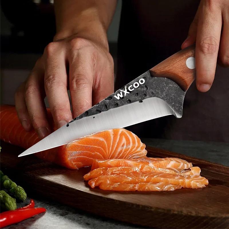 3PCS Stainless Steel Kitchen Japanese Chef Knife Set Vegetable Chopper Fish Knife Utility Knife Boning Knife Multipurpose Knife