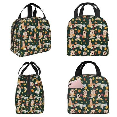 Golden Retriever Fall Green Insulated Lunch Bag for Women Office Cooler Thermal Food Box Tote Portable Lunch Boxes Container