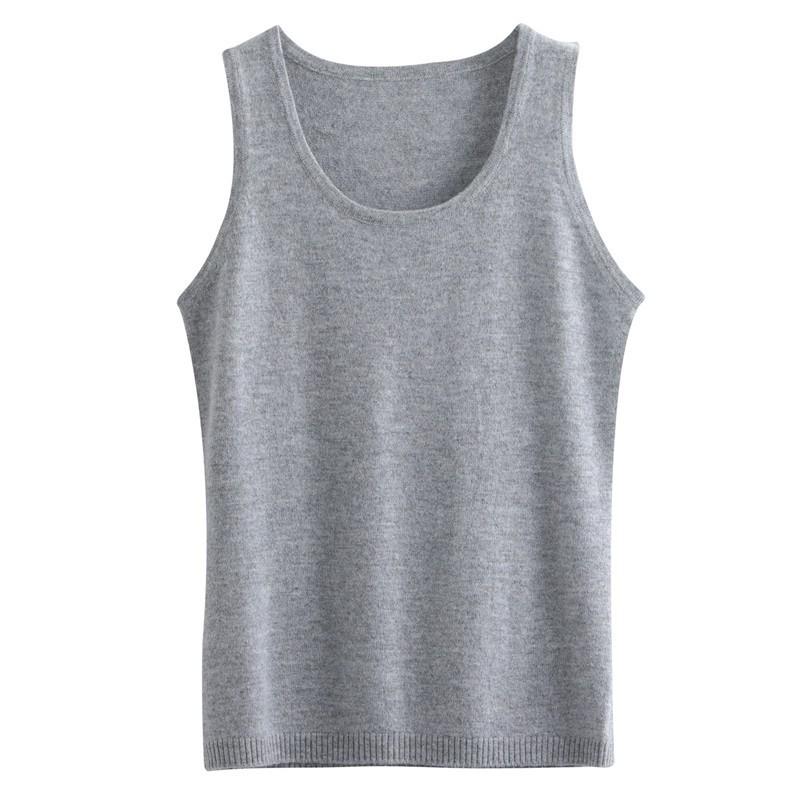 Women's Slim Fit Cashmere Spaghetti Strap Vest: Round Neck Sleeveless Knit Sweater for Autumn/Winter
