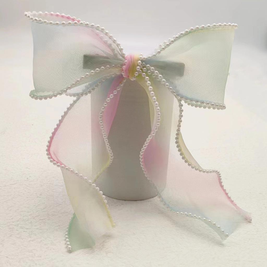 Lystrfac  New Black White Yarn Bow Hair Clip for Women Girls Spring Clip Back Head Hairpin Fashion Hair Accessories