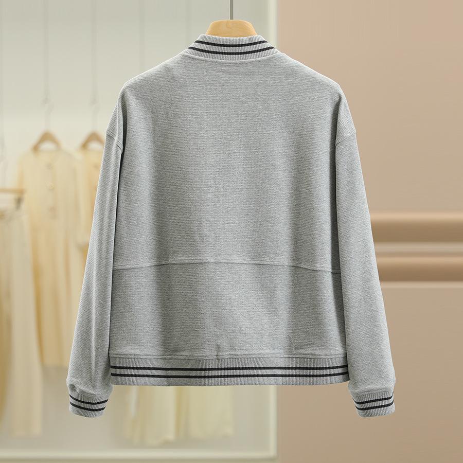 Zhang Natting Brand Striped Loose-Fit Slimming Sweatshirt Jacket - Autumn Collection