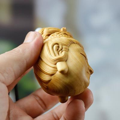 7 X 4.4 X 4.4 Cm Carved Boxwood Figurine Netsuke : Kwan-Yin Guan Yin