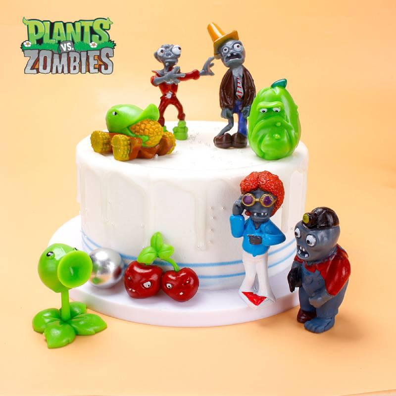 Plant Vs. Zombie Birthday Cake Decoration Peashooter Bomb Cherry Iron Bucket Zombie Cake Ornament