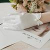 New Hepburn-Style Pearl Satin Bridal Gloves: Elegant White Princess Accessory for Photos