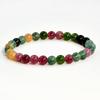 Bohemian Rainbow Tourmaline Beaded Bracelet: Colorful Women's Single-Loop Elastic Cord Jewelry