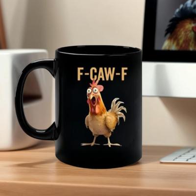Chicken Pattern Ceramic Mug F-Caw-F Farmhouse Themed Coffee Mug Animal Tea Cup Farm Kitchen Breakfast Morning Milk Cup Drinkware