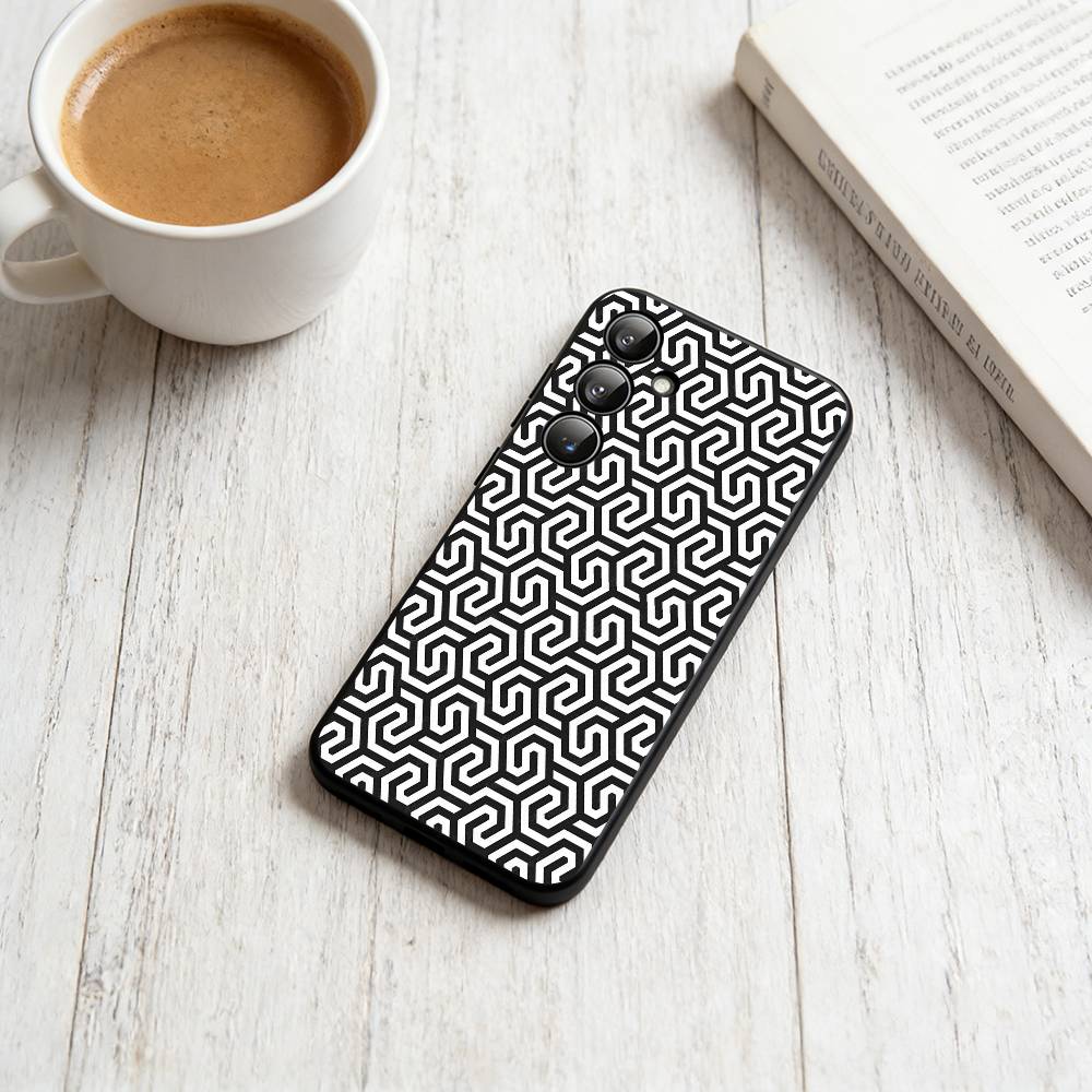 

G-Geometric P-Pattern Phone Case Black Silicone Soft For Samsung Galaxy A73,A72,A71,A70,A53,A52,A51 Samsung a73 5g