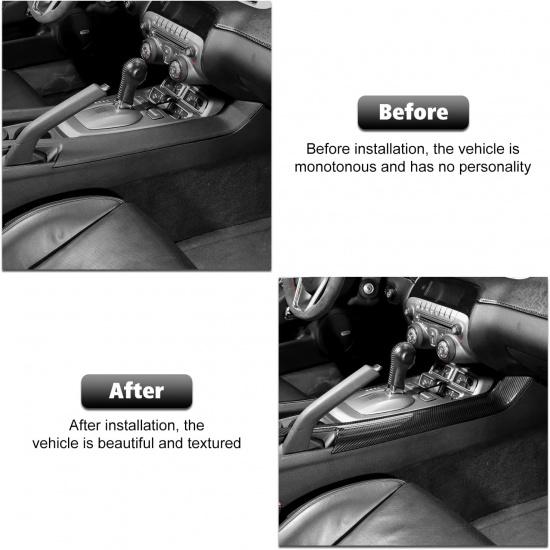 RT-TCZ Carbon Fiber Center Console Gear Shift Panel Side Trim Cover Interior Accessories Decoration for Chevrolet Camaro 2010-2015