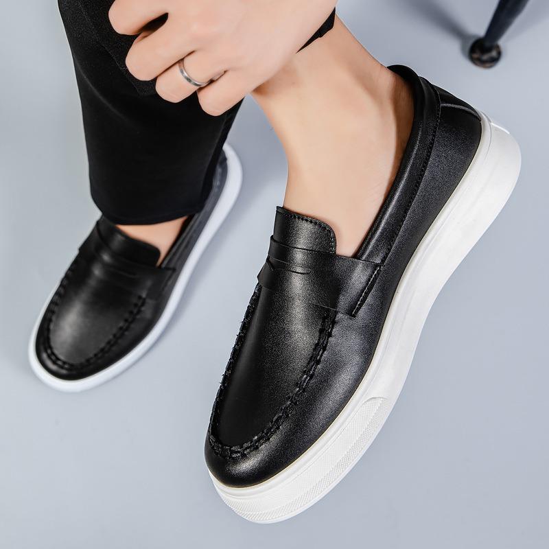 Soft Bottom Comfort Men's Loafers Anti Slip Driving Leather Shoes for Breathable Casual Male Flat Single Shoe