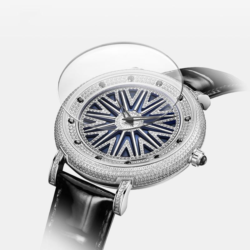 BEXEI Possession Collection Tower Apex Quartz Movement Genuine Leather Strap Watch Unisex Silver Dial 8801TJ