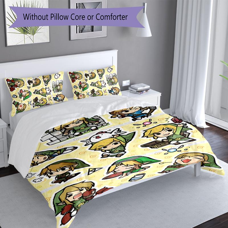 3pcs Cartoon Z-Zeldas pattern bedding set duvet cover set includes duvet cover &pillowcases, perfect all season bedroom decoration & gift