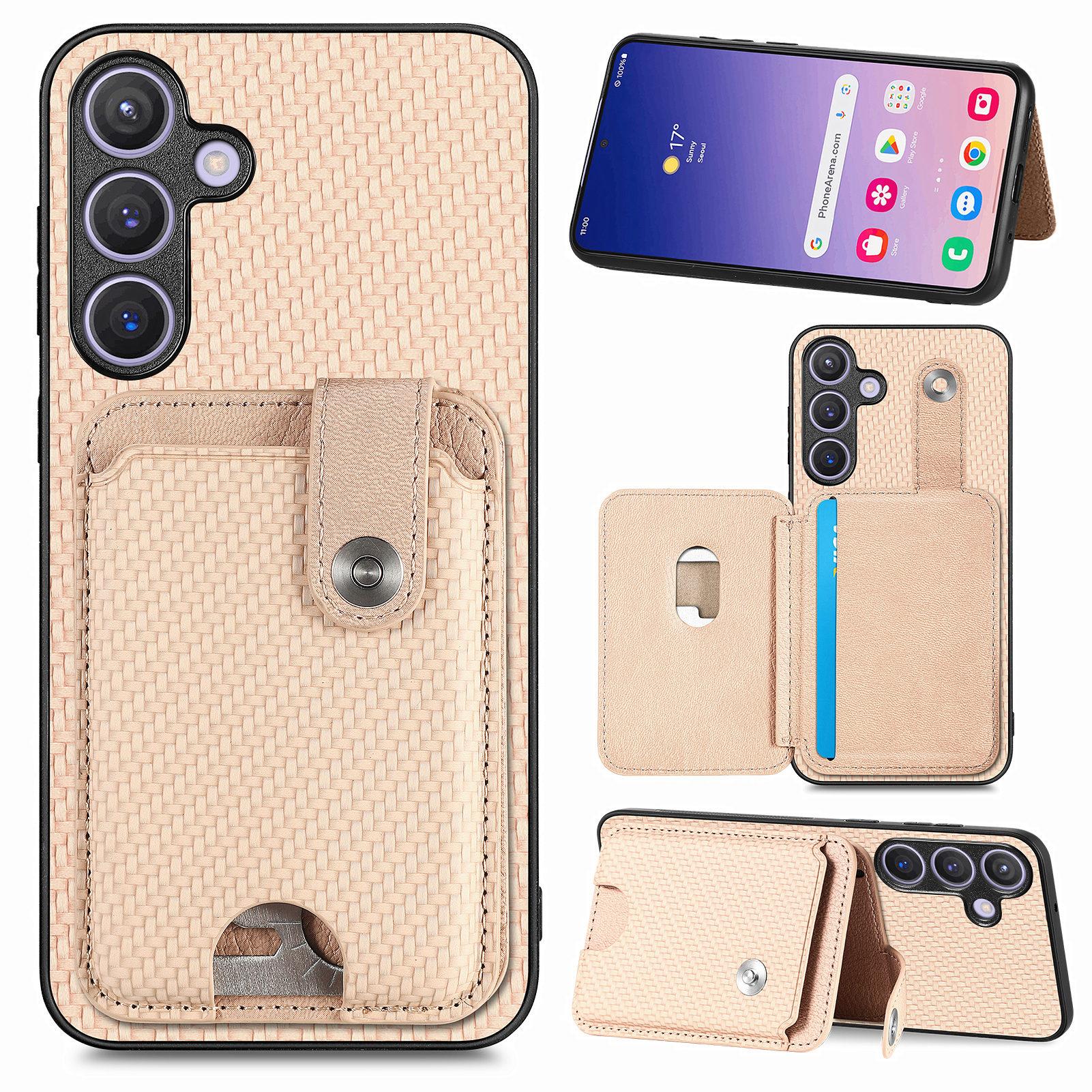 

Для корпусу Samsung Galaxy S25. Слоти для карток. Задня кришка телефону з підставкою та інструментом для карт Khaki