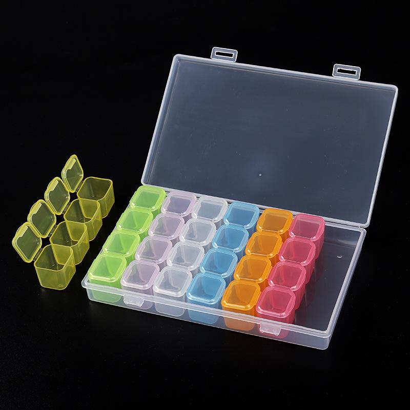 Nail Art Storage Box 24compartment Slot Organizer Storage Beads Container Adjustable Jewelry Storage Box Rectangle Case TMZ