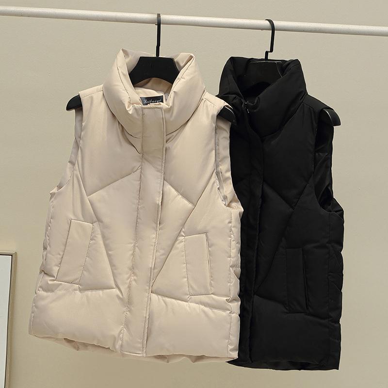 Taglie forti Nuovo caldo autunno inverno gilet corto da donna tasche del cappotto giacca casual senza maniche da donna gilet solido per donna