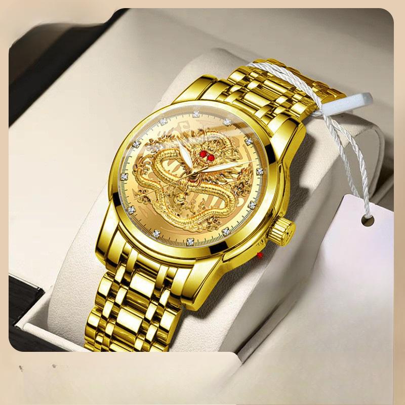 New Fashion Automatic Non-mechanical Waterproof Men's Watch High-grade Gold Dragon Quartz Watch Men's Watch