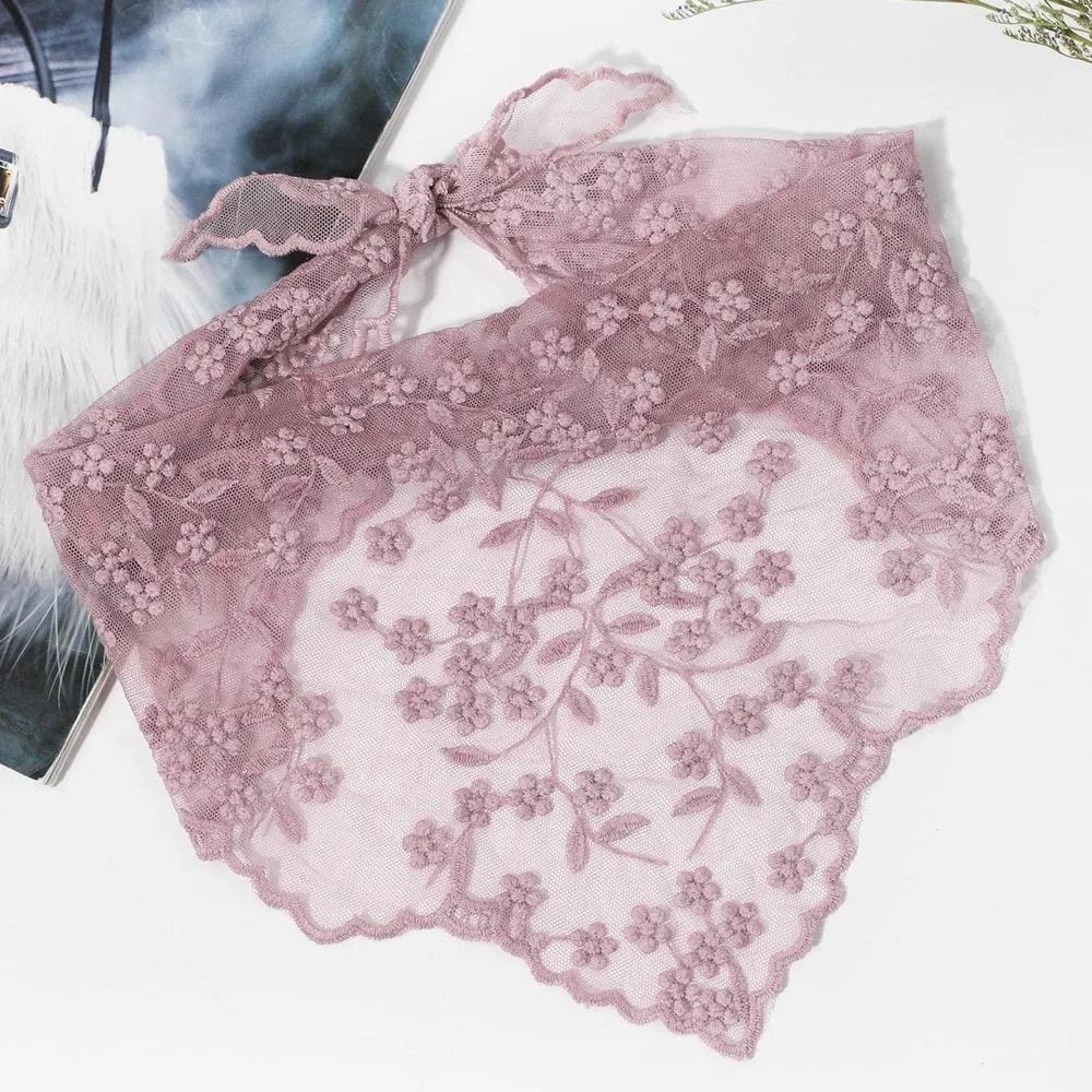 New Hollow Lace Triangle Scarf Lace Triangle Girl Headscarf Wrist Hair Tie Charming Head Wrap Scarf Office Lady