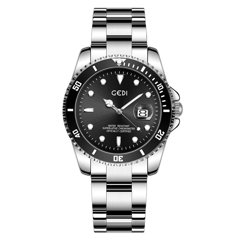Luminous Calendar Business Watch Women'S Waterproof Steel Belt Quartz Watch Men'S Green Water Ghost Watch Stainless Steel