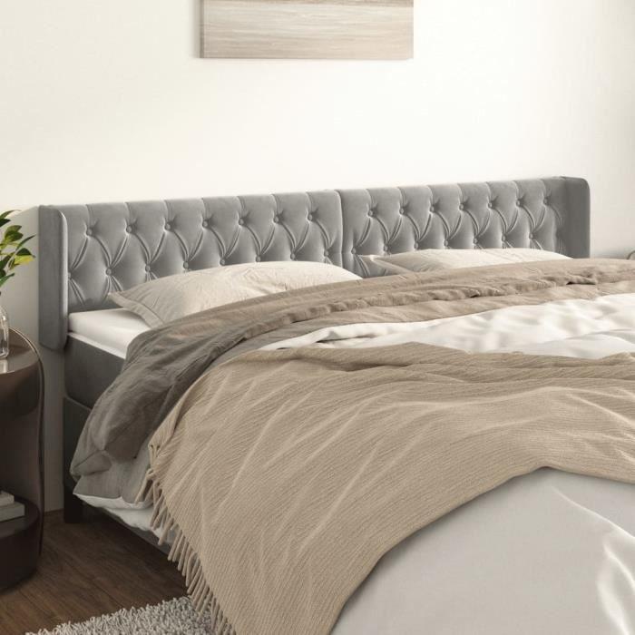 VidaXL Headboard with Ears Light Grey 203x16x78-88 Cm Velvet3119170