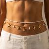 Summer Ocean Series Starfish Conch Pendant Waist Chain for Women Creative Double Layer Imitation Pearl Belly Chain Body Jewelry