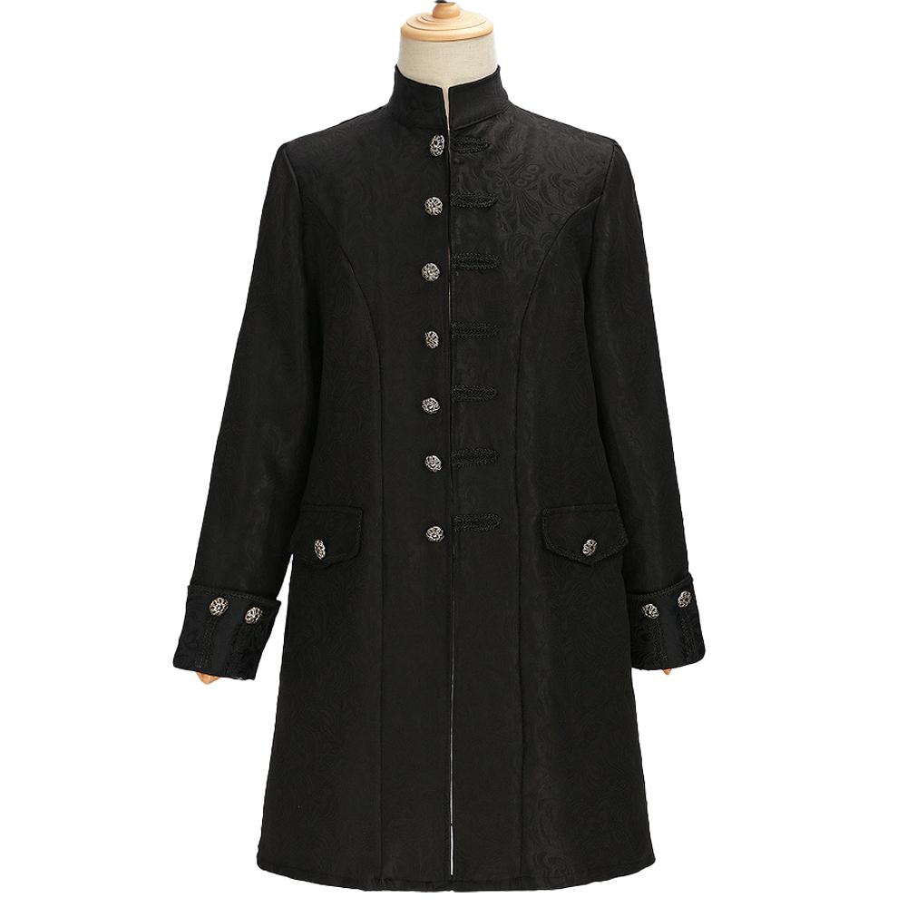 Medieval Steampunk Gothic Clothing Jacket Stand-up Collar Long Coat Vintage Stand-up Collar Uniform Long Coats With Buttons