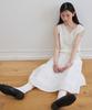 Step Around Pleated Banding Wide Skirt_White