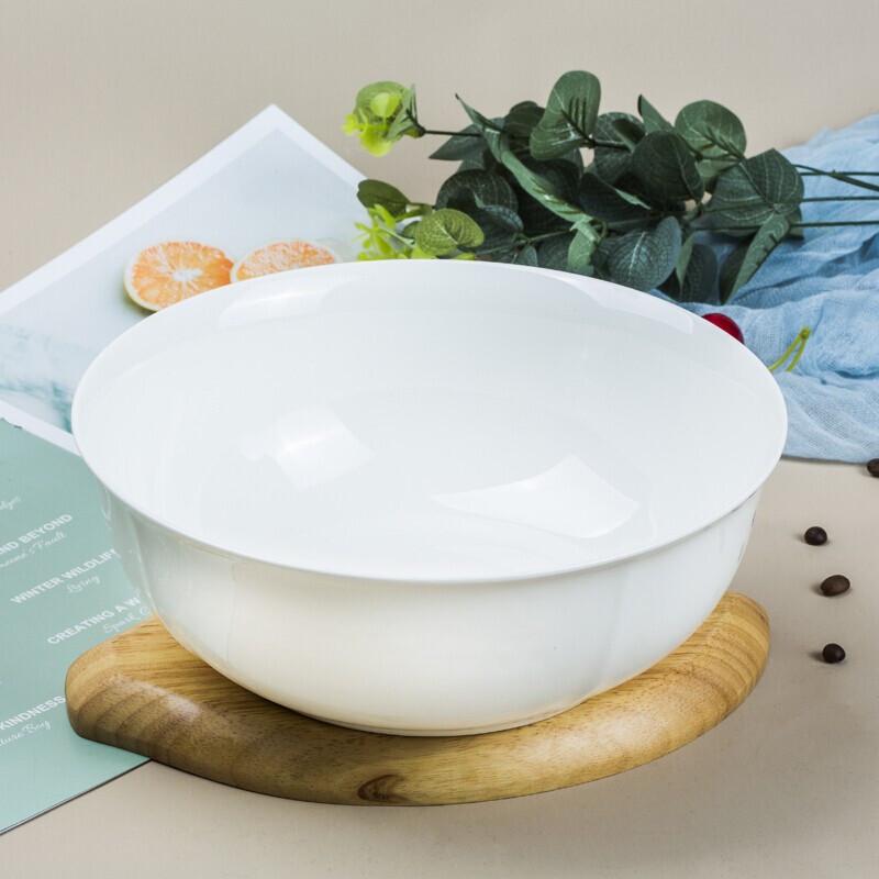 Huabeishi 9-inch Golden Tripod White Ceramic Soup Bowl