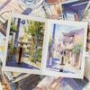 32pcs Japanese landscape PET+paper die-cutting stickers DIY collage stickers cutting materials handmade diary album