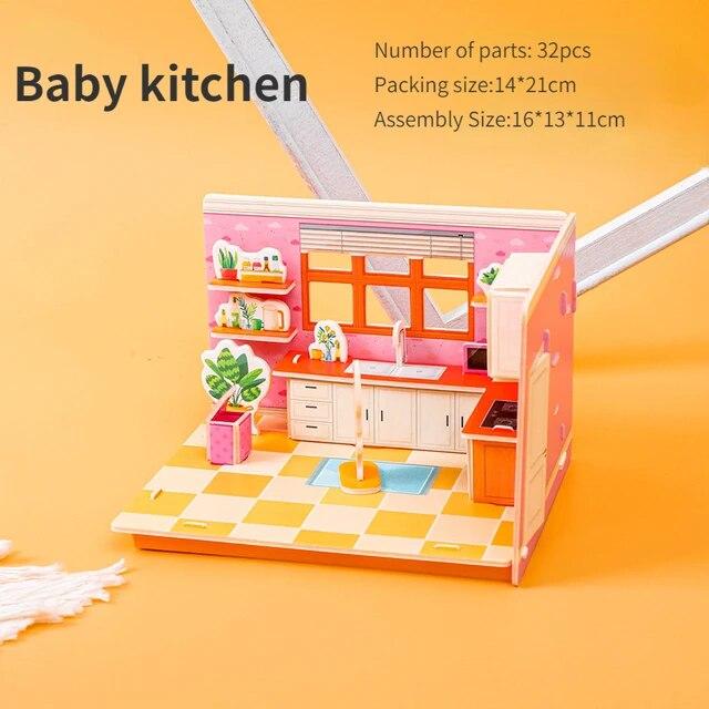 

3D головоломка Монтессори, обучающие развивающие игрушки, игра, ролевая комната, серия для детского сада, ручная работа, раннее образование детей