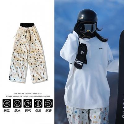 Unisex Skiing Softshell Hoodless Top Pants Set Winter Warm Fleece-Lined Mid Layer Snowboarding