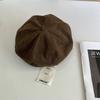 Autumn and winter corduroy black beret women's big head circumference bud hat showing face small painter hat pumpkin hat