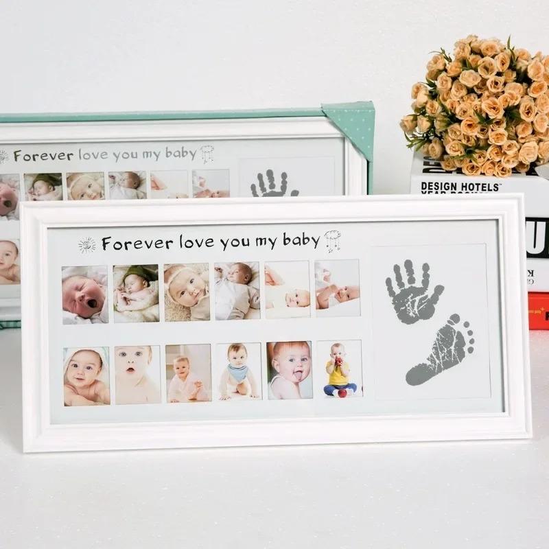 39X21 Cm Baby Wachstum Foto Rahmen 12 Monate Hand und Fuß Drucke Memorial Infant Ein Jahr Alt Wachstum Rekord Kreative Foto Rahmen