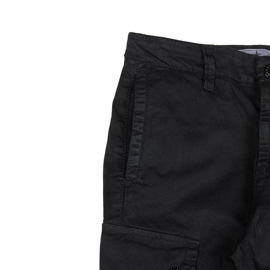 Stone Island Kids Solid Color Mid Waist Zipper Fitted Casual Pants Kids bottoms Black 811630115-V0129