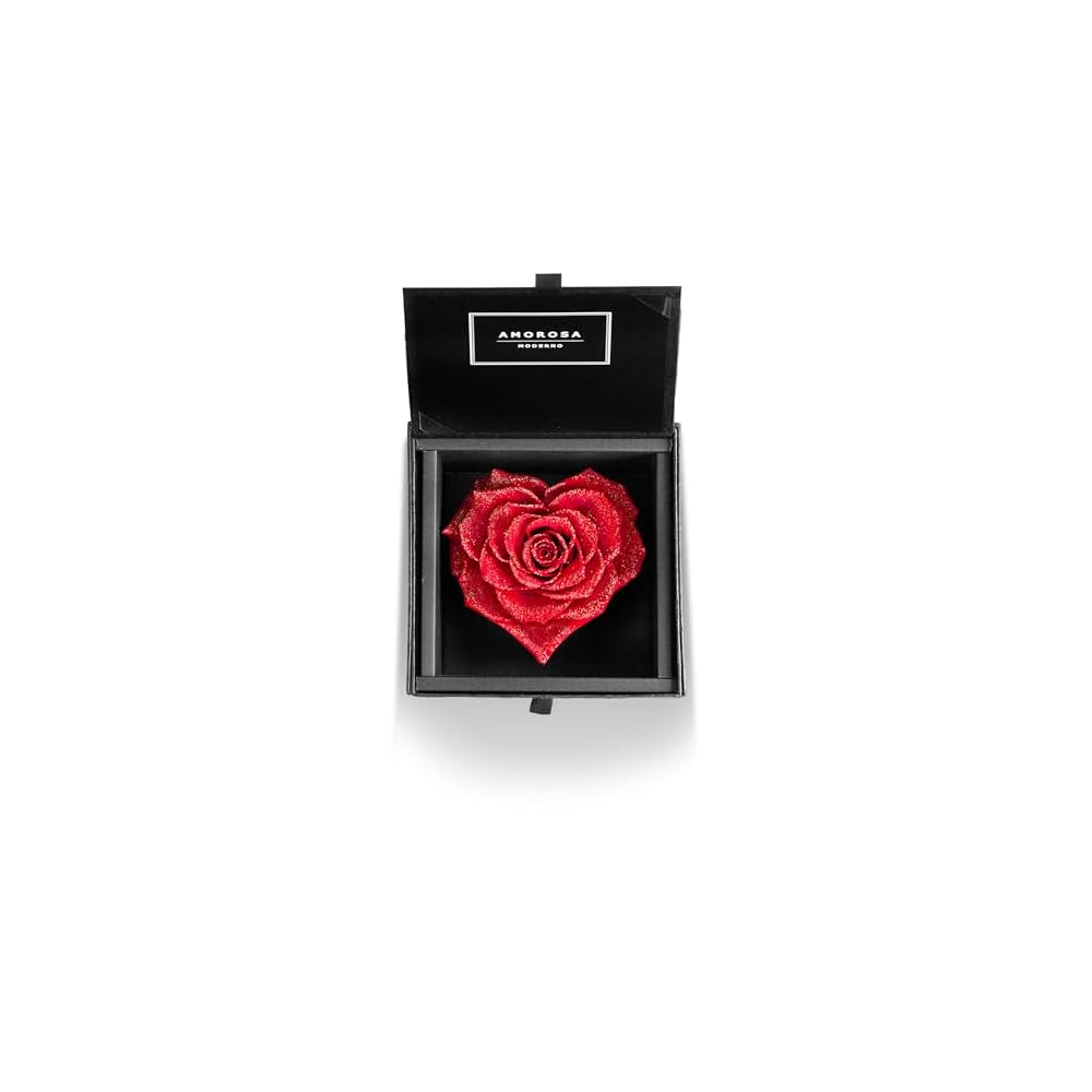 Amorosa Moderno Preserved Flower Diamond Rose Love Heart Red