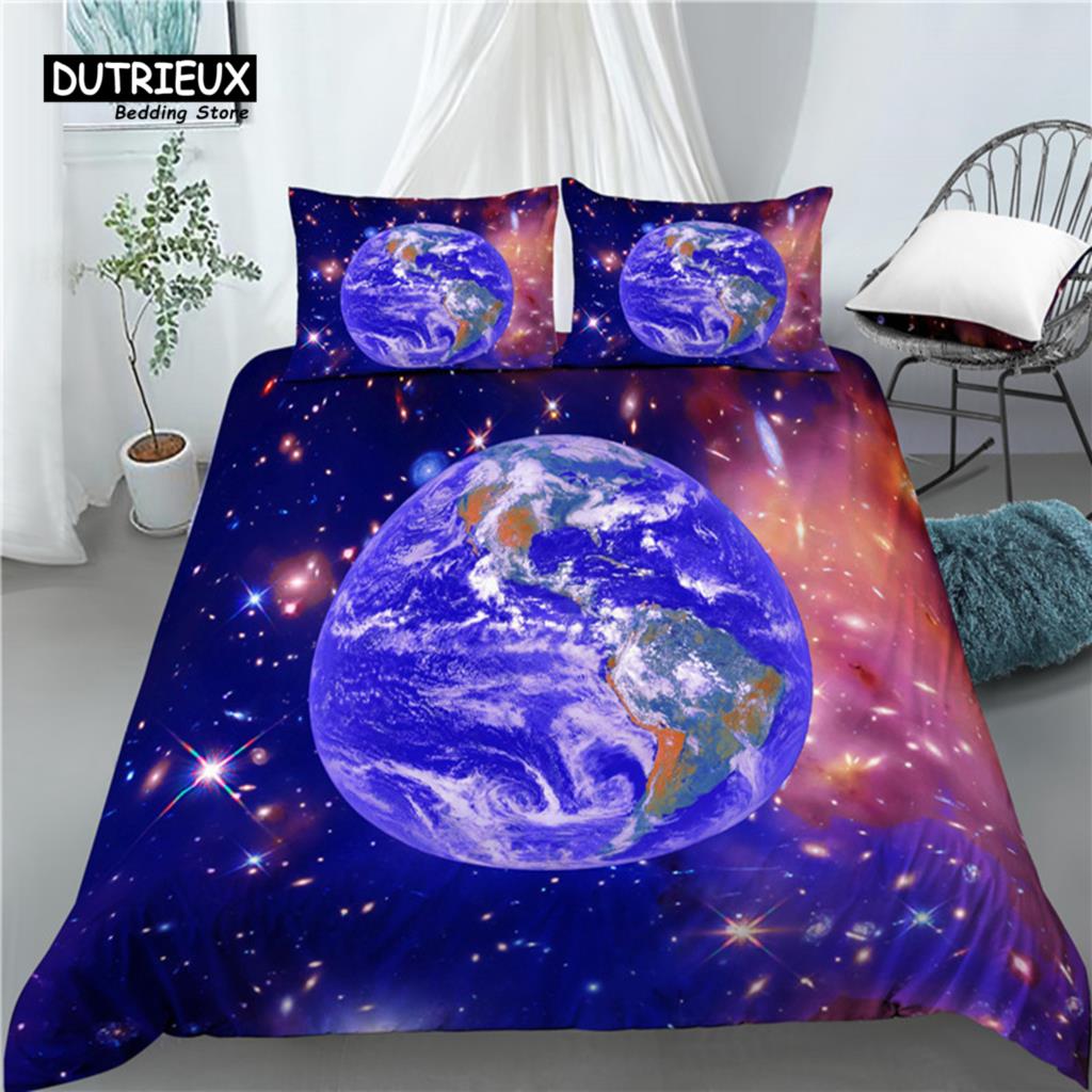 

Домашняя жизнь Роскошь 3D Планета Принт 2/3 шт Удобный Пододеяльник Наволочка Постельное белье Размер ЕС/США/Австралия EU single(135x200cm)