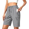 Pantalones Cortos Deportivos Ligeros para Mujer para Senderismo, tipo Cargo, de Secado Rápido, con Cintura de Cordón y Múltiples Bolsillos para Actividades al Aire Libre