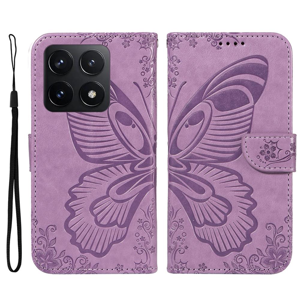 For Xiaomi 14T Case Butterfly Pattern Leather Wallet Flip Phone Cover