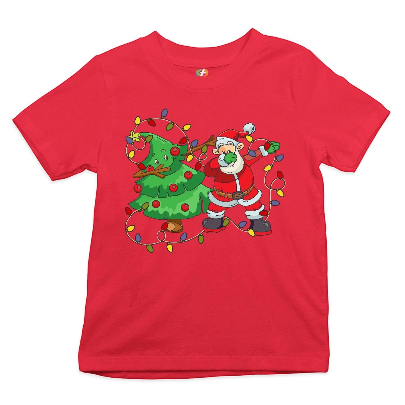 Santa Claus Dabbing with Christmas Tree Youth kids boys T-Shirt Merry and Bright Kids 100