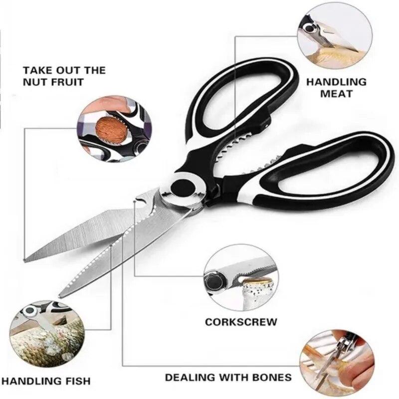 Kitchen Scissors Shears Chicken Bone Scissors Multi Purpose Non Slip Sharp Stainless Steel Kitchen Aid BBQ Barbecue Scissors