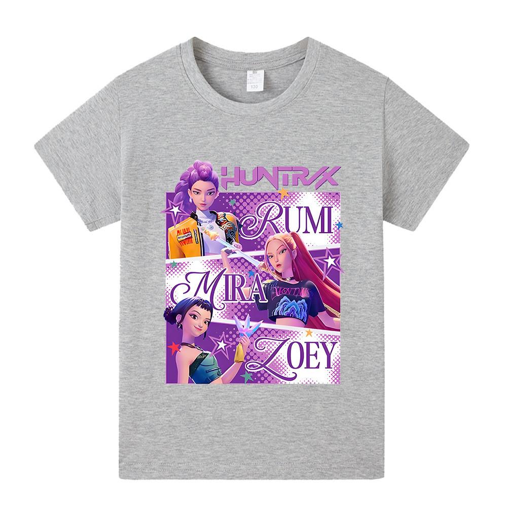 A1199 Kinder Jungen Mädchen Kpop Rumi Zoey Mira Print Kurzarm T-Shirt