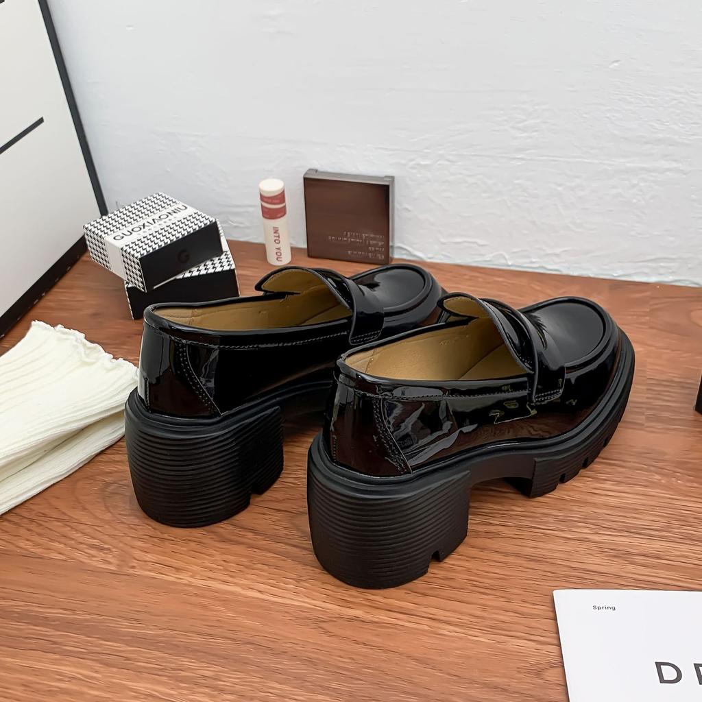 2025 Spring Festival new platform loafers for women, high-end wear, small height increase, uniform small leather shoes for women