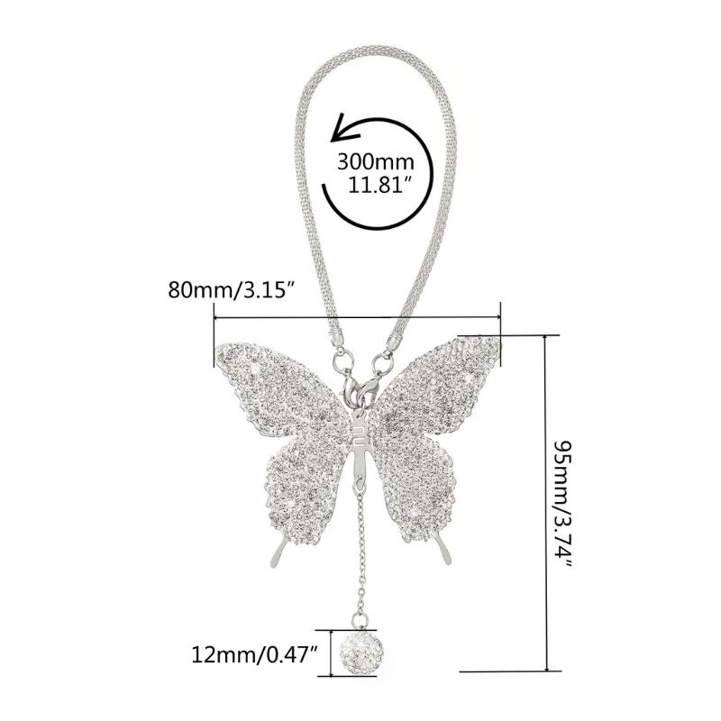 Bling Butterfly Diamond Car Accessories for Women Crystal Car Rear View Mirrors Charms Car Decoration ValentinesDay Gift
