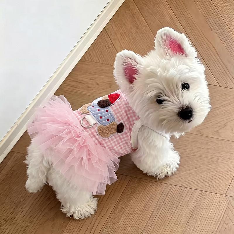 Pet princess dress suspender dress spring and autumn than bear teddy cat puff dress small dog dog clothes