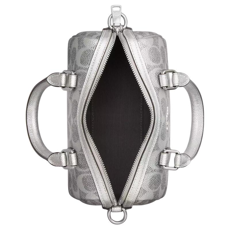 COACH Rowan18 square mirror bag star charm coated canvas and leather hand-held crossbody bag small size women's silver