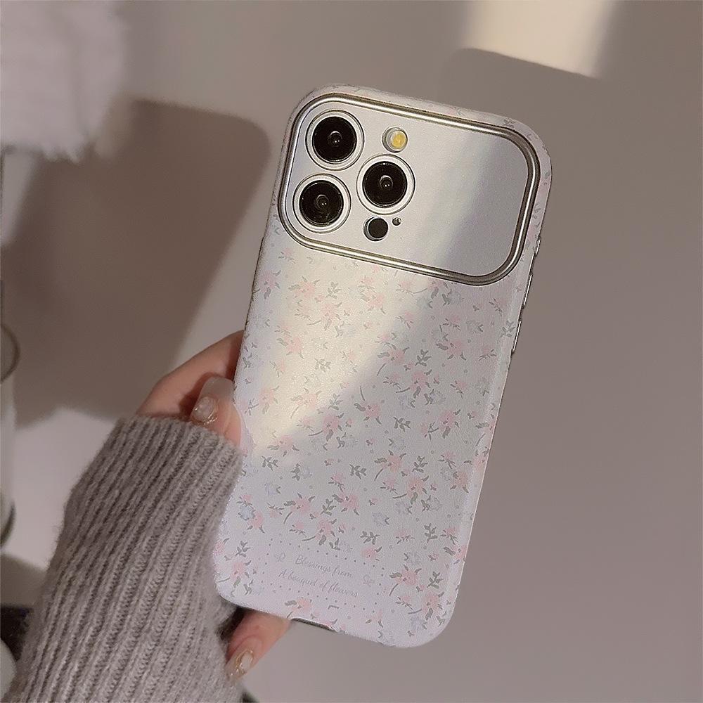 Sweet Little Florals Suitable for Apple 16 Mobile Phone Case 15promax Silver 11 Leather Iphone14 Small Fresh 12