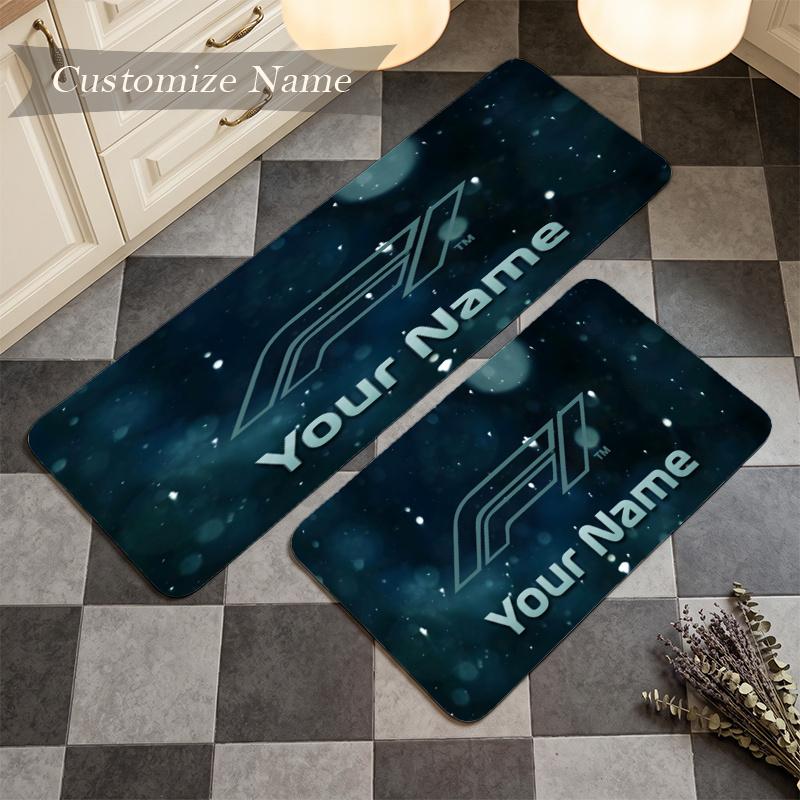 Formula 1 (41) Custom Name Flannel Mat Anti-Slip Kitchen Floor Rug for Home Kitchen Decor Gift
