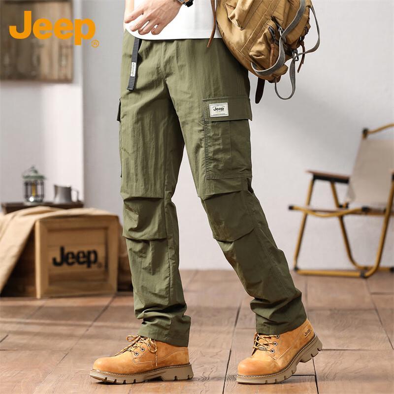 JEEP Men s Summer Ice Silk Loose Straight Leg Casual Pants XL