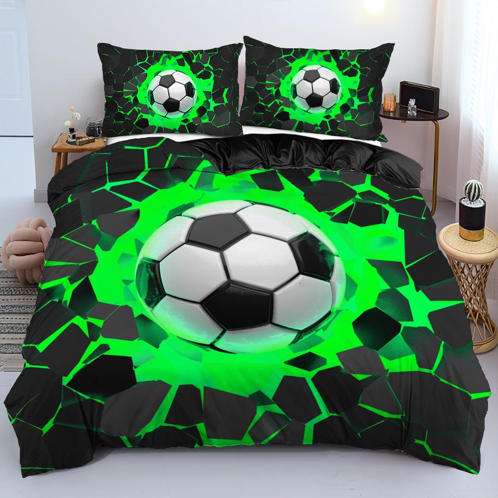 Quilt Cover Bedding 3D Printing Three-Piece Set Home Textiles Technology Sense Football Sports