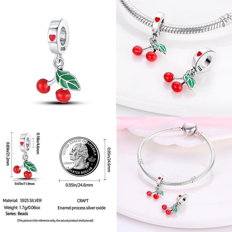 Copper Strawberry Cherry Boutique Pendant Charms Fit Originalbracelet Charm Bead Necklace Diy Female Jewelry